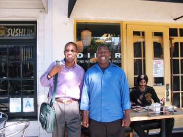 Jack and Rodney Hoskins outside "Joe's Diner" in Santa Monica